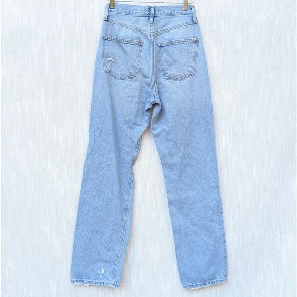 AGOLDE 90's Mid-Rise Loose Fit Distressed Straight Leg Jeans, size 23 - Picture 2 of 11